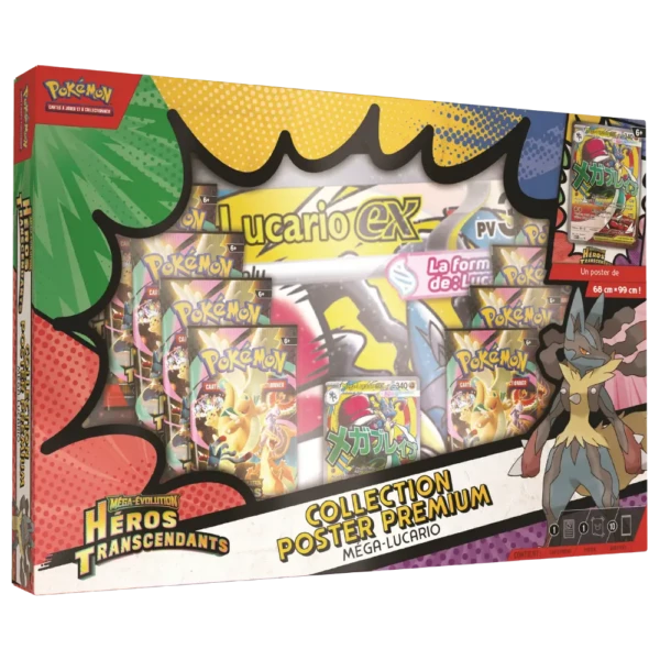 Pokémon JCC Collection poster Premium Méga-Évolution - ME2.5 Héros Transcendants Méga-Lucario-ex ou Méga-Gardevoir (1x boîte aléatoire) - FR